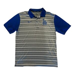Nike Dri-Fit Men's Blue and Gray Striped Polo Shirt